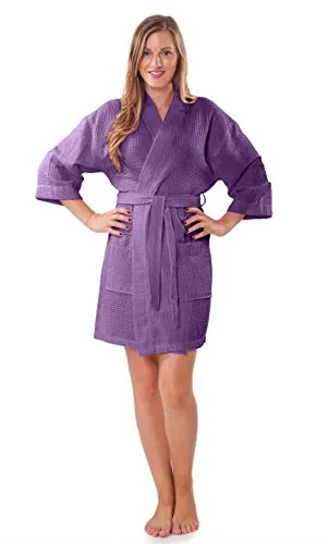 Turquaz Lightweight Thigh Length Robes For Women - Waffle Kimono Bridesmaids Robe - Summer Bathrobes For Women