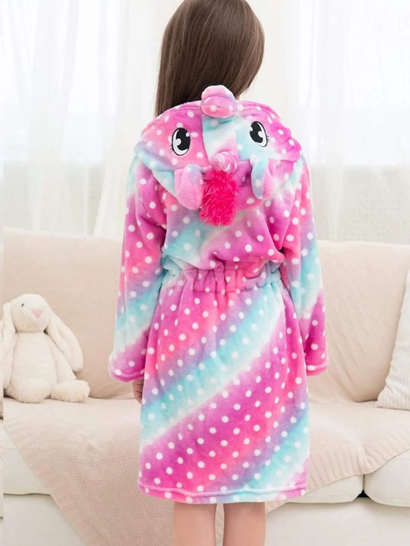 Unicorn Girls Robes Pajamas Hooded Soft Lounge Bathrobe For Girls With 3D-ear Belted, Dual Pocket - Doctor Unicorn