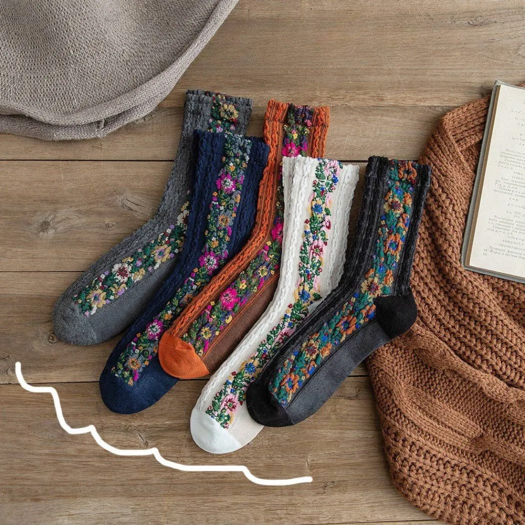 Vintage Floral Print Socks