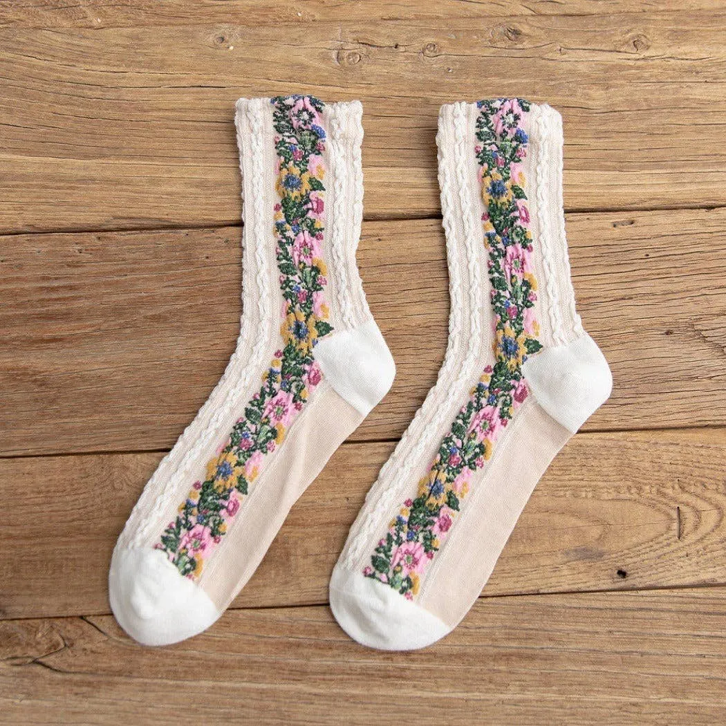 Vintage Floral Print Socks