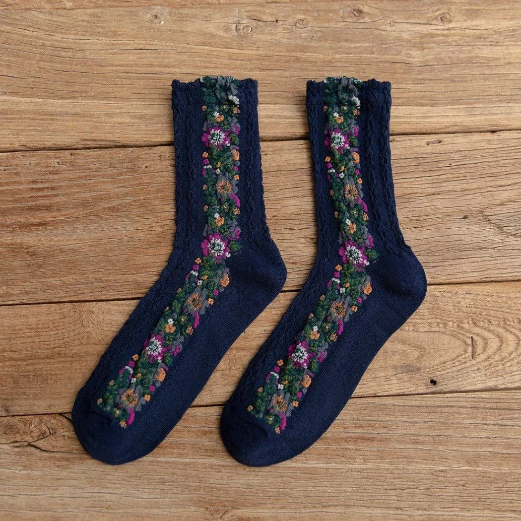 Vintage Floral Print Socks