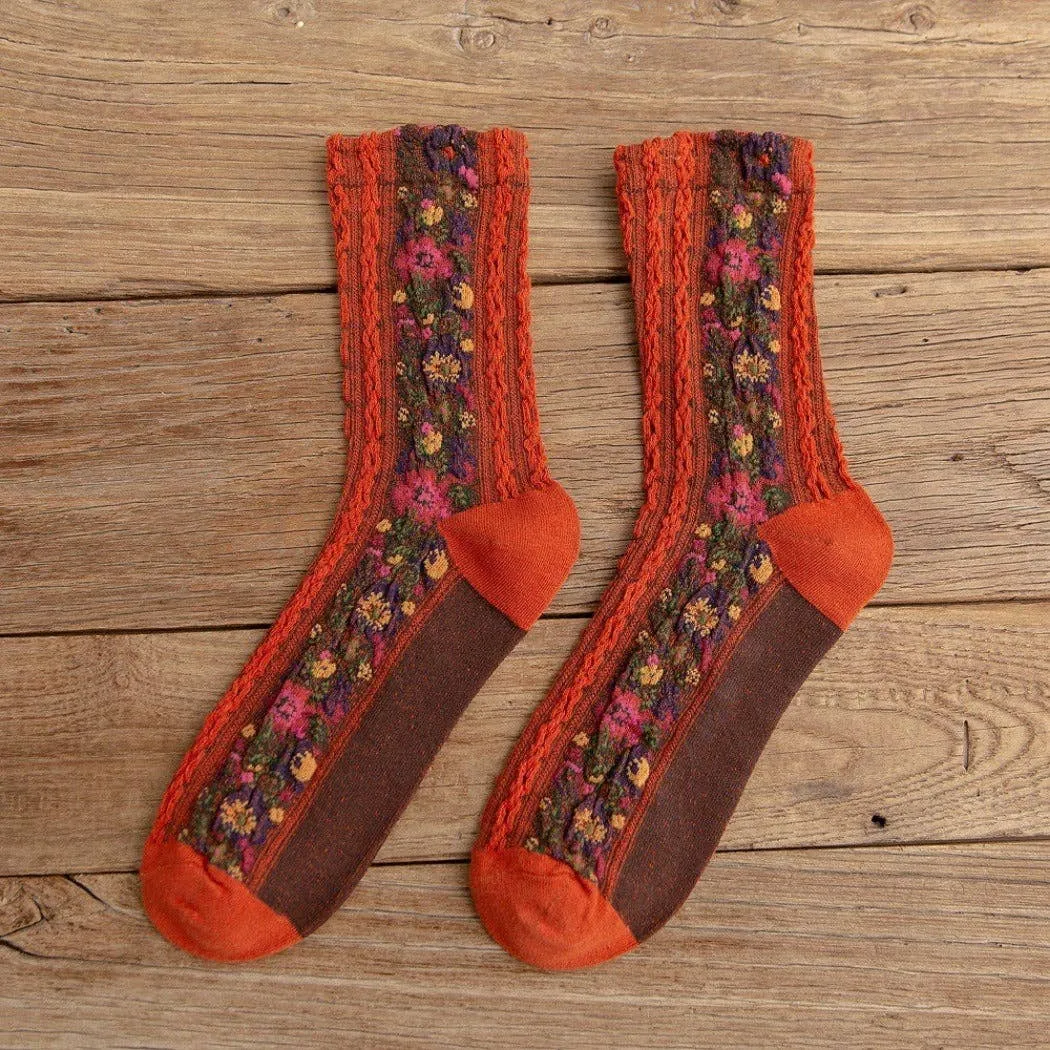 Vintage Floral Print Socks