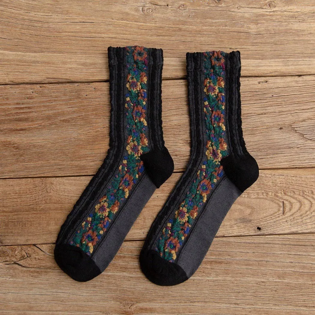 Vintage Floral Print Socks