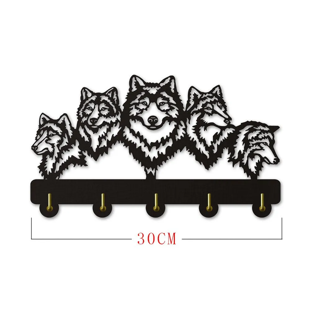 Wildlife Wolf Decorative Wall Hanger Wolf Family Clothes Wall Hooks Coat Rack Keys Holder Organizer Hook