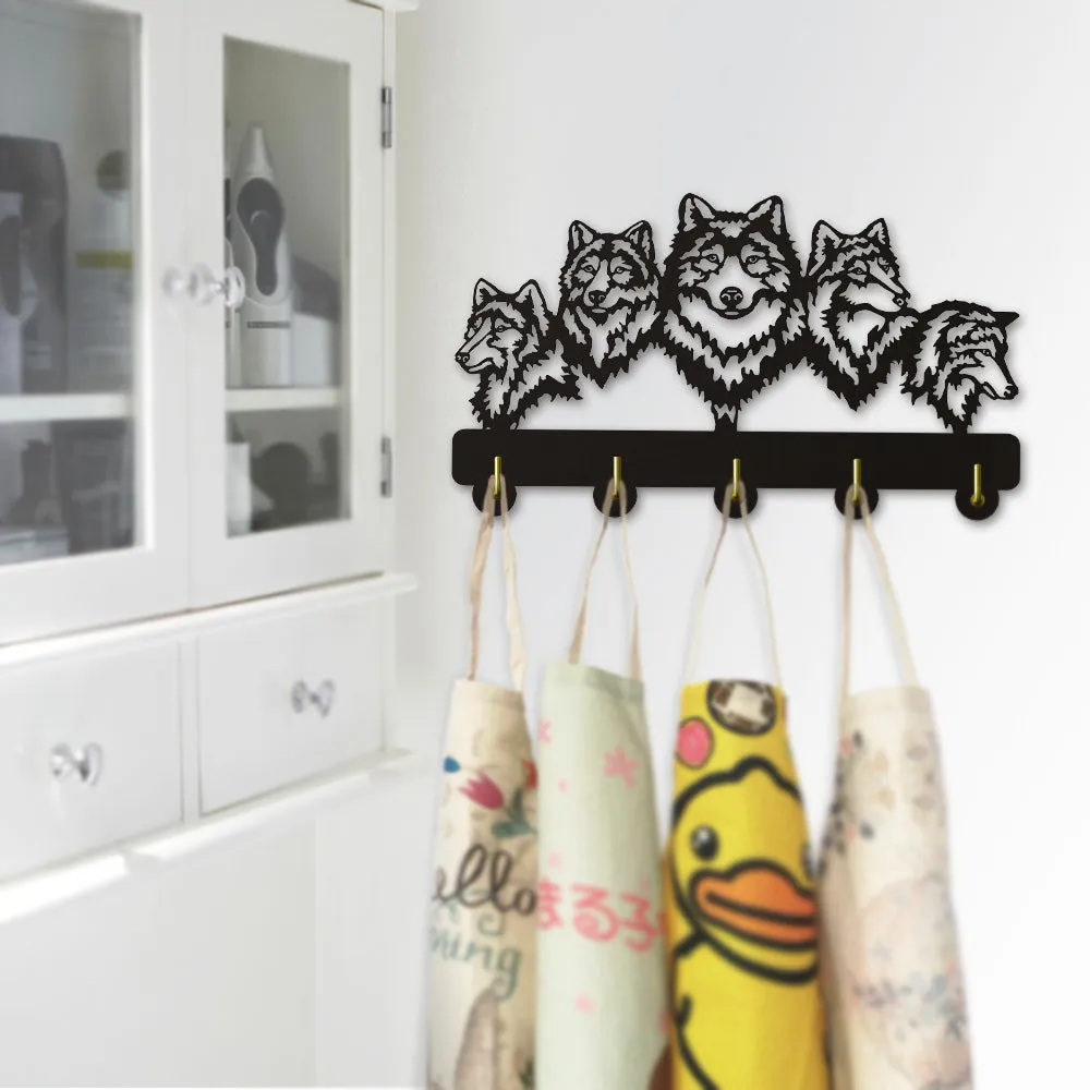 Wildlife Wolf Decorative Wall Hanger Wolf Family Clothes Wall Hooks Coat Rack Keys Holder Organizer Hook