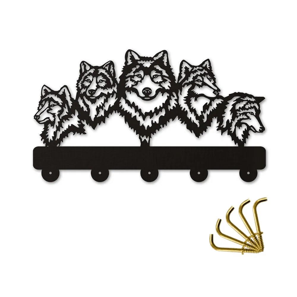 Wildlife Wolf Decorative Wall Hanger Wolf Family Clothes Wall Hooks Coat Rack Keys Holder Organizer Hook