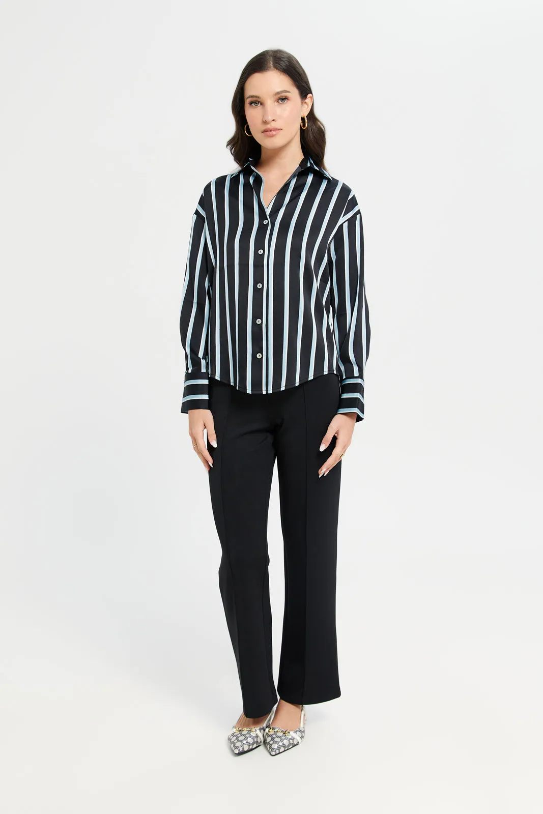 Women Assorted Striped Oversized Shirt