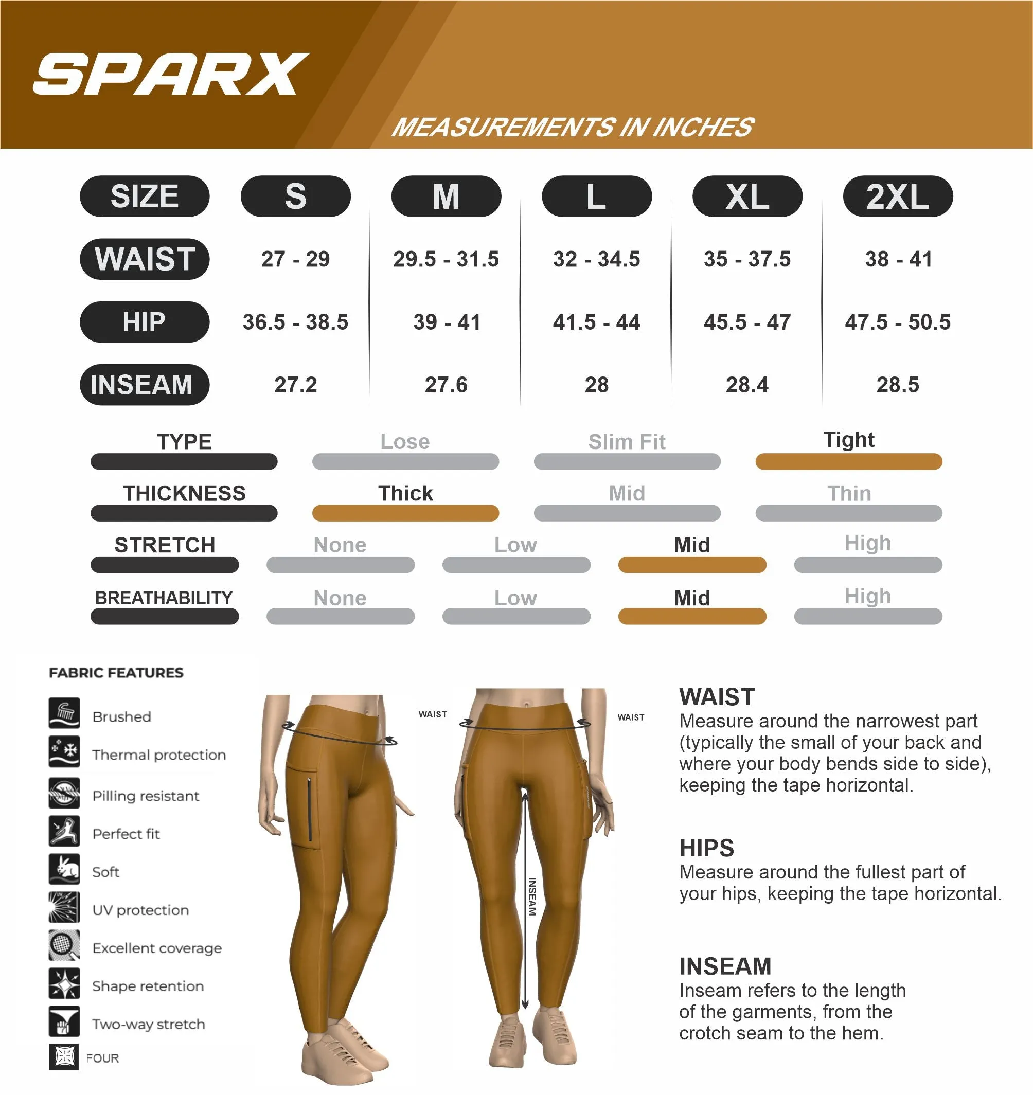 Women Brown Running Tights