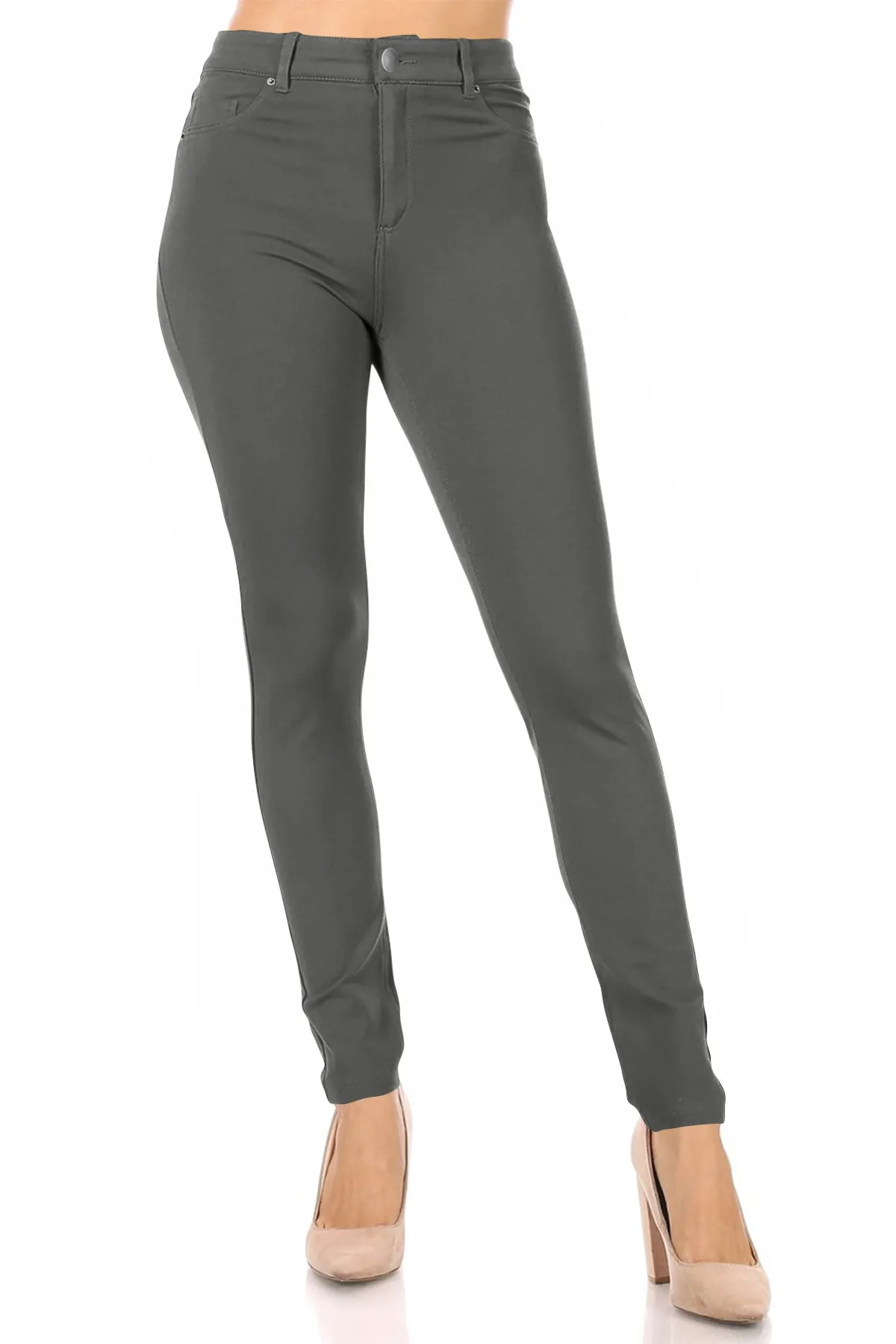 Women's Casual Skinny Ponte Mid-Rise Pants