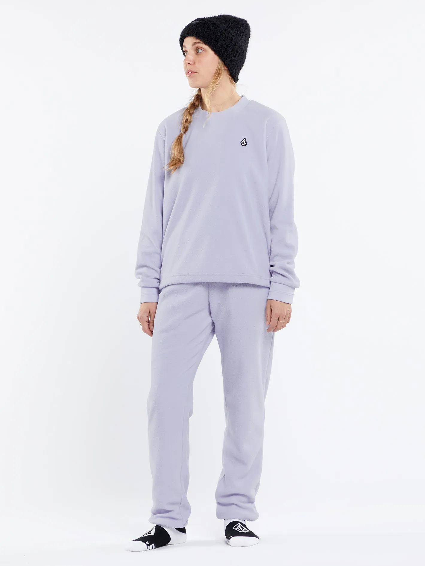 Womens Polar Fleece Crew Pullover - Lilac Ash