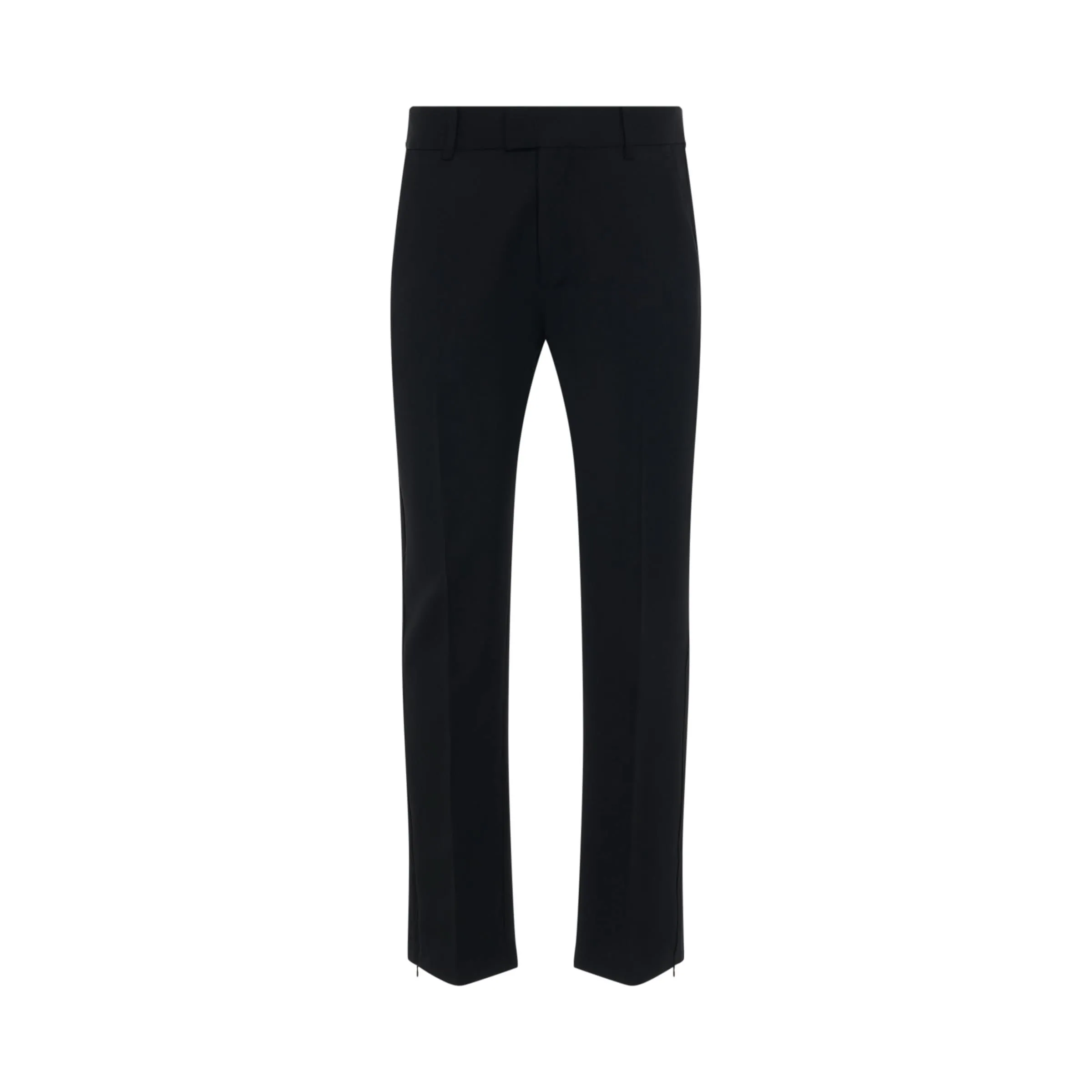 Wool Split Pant with Fixed Waistband in Black