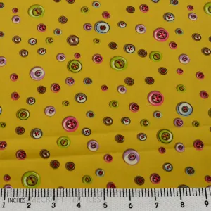 Yellow Multi Buttons Cotton Print